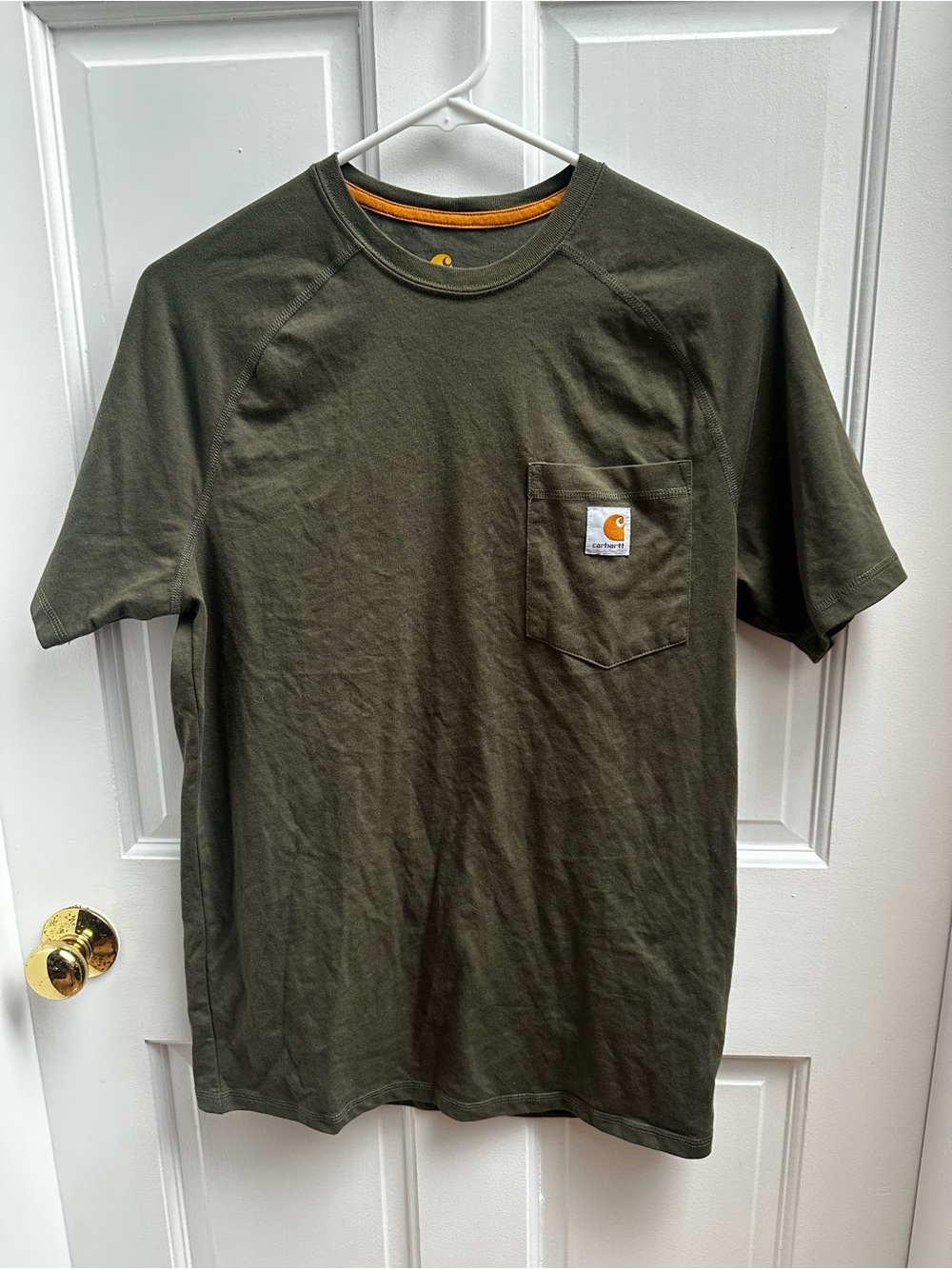 Carhartt Olive Green Short-Sleeve Pocket Tee with Contrast Trim